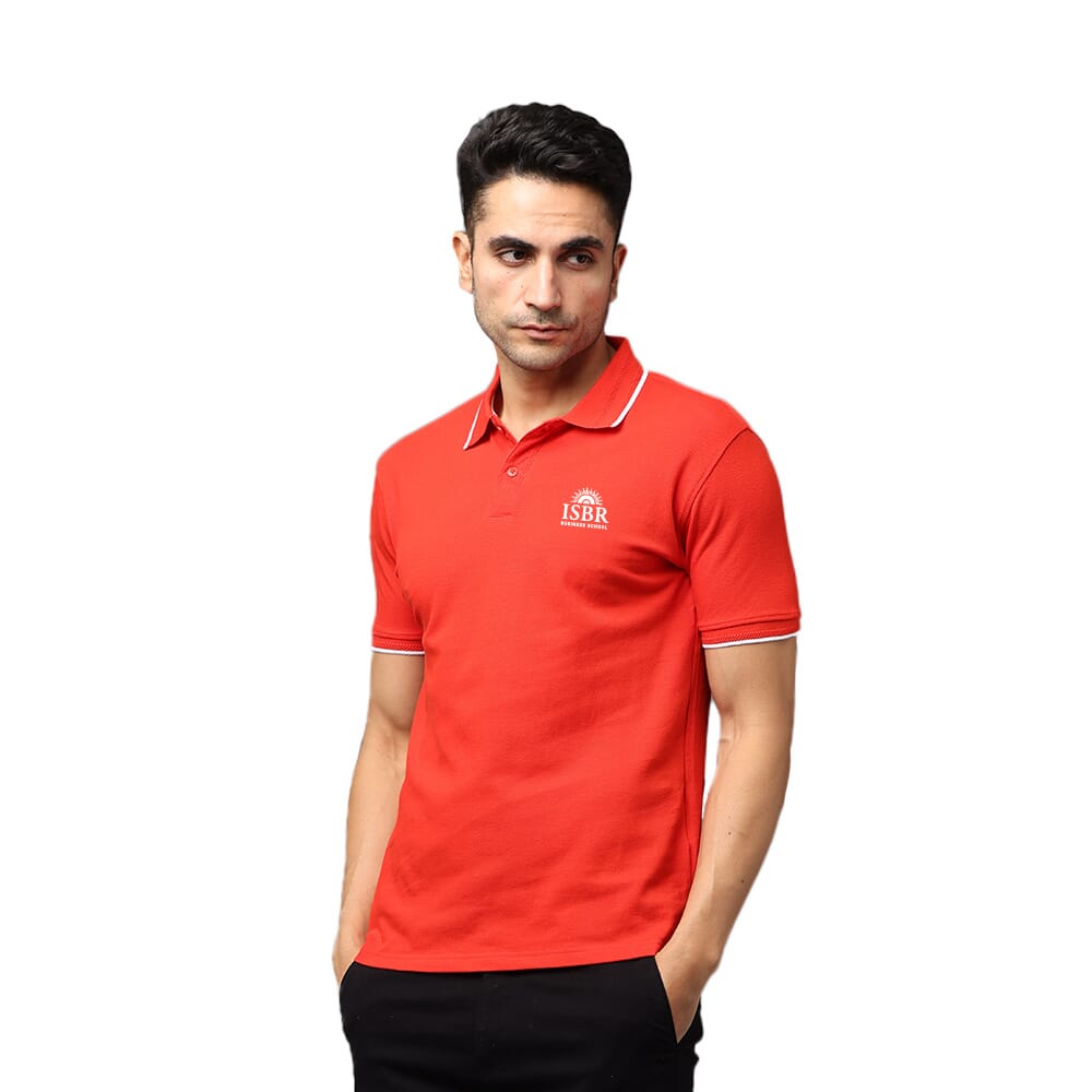 Greys&Blues Pima Collar T-Shirt-Red with White